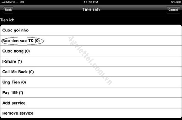 Nạp tiền sim 3G Viettel trên iPad bằng cách nào?