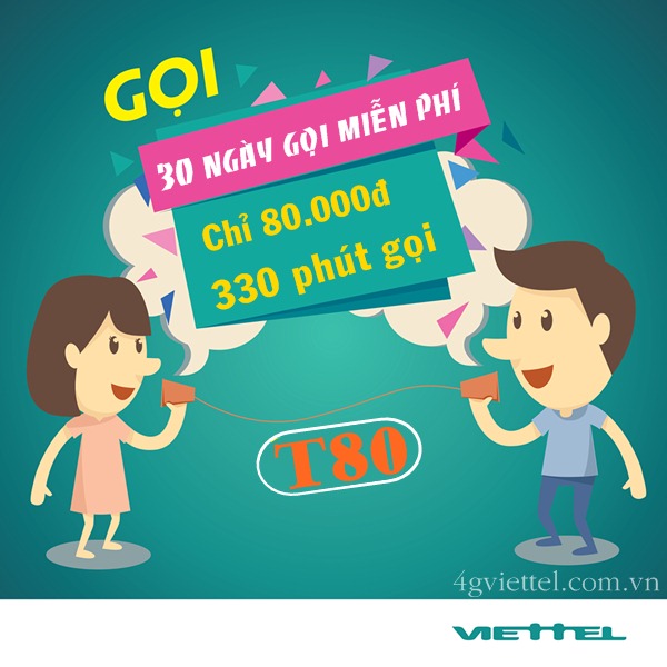 Đăng ký gói T80 Viettel miễn phí gọi nội mạng và ngoại mạng