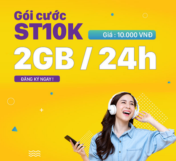 Hướng dẫn đăng ký gói ST10K ưu đãi 2GB/ngày chỉ 10,000đ