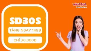 Đăng ký gói SD30S Viettel nhận ngay 14GB chỉ với 30,000đ 