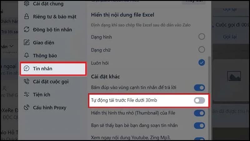 Cách tắt tính năng tự động lưu ảnh trên zalo ở máy tính
